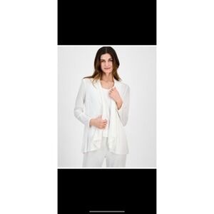 Anne Klein White Petite Medium Open-front Long-sleeve High-low Cardigan NWT